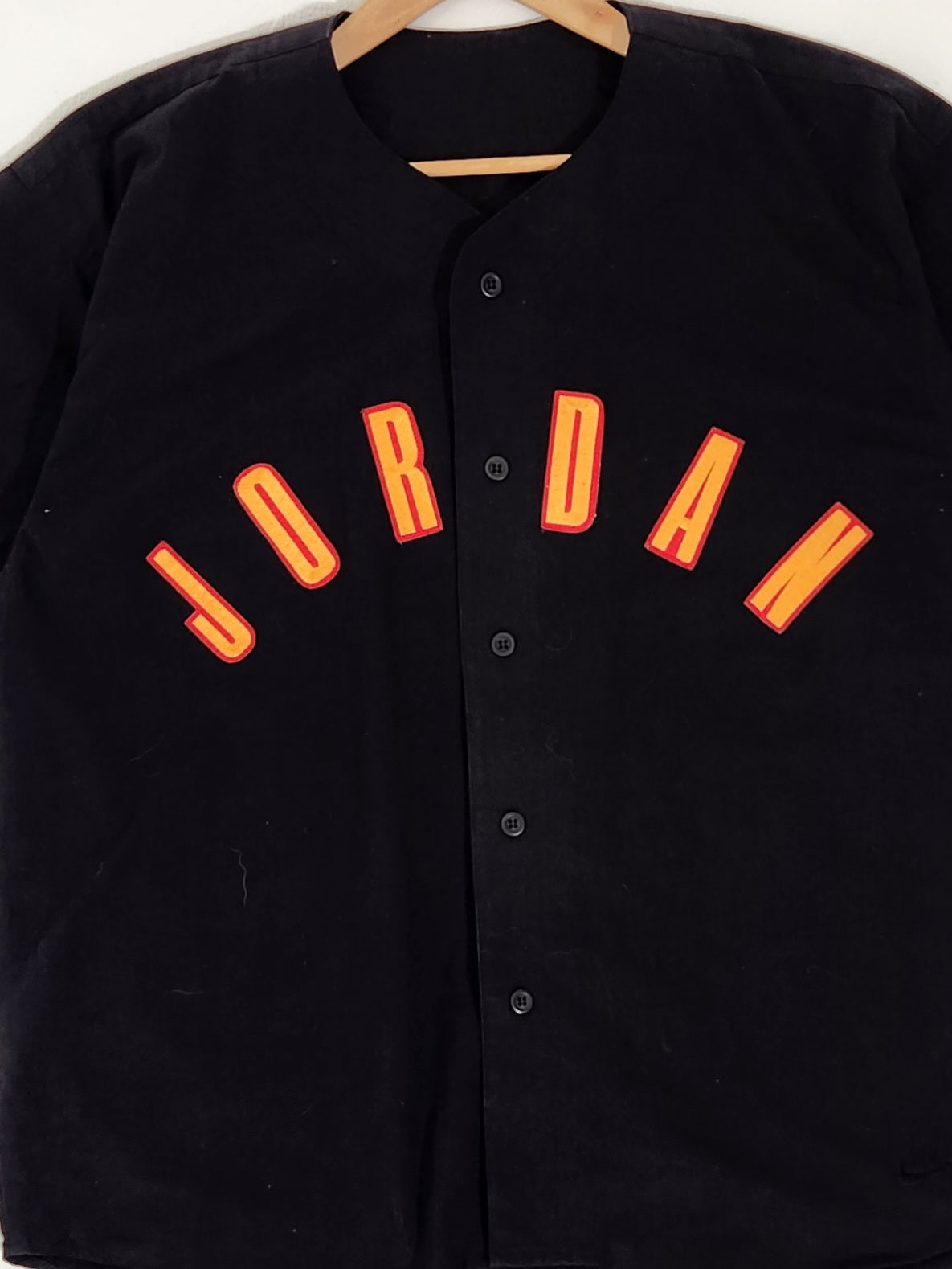 Vintage 1990s NIKE Michael Jordan Spelled Out Black Baseball Jersey Sz