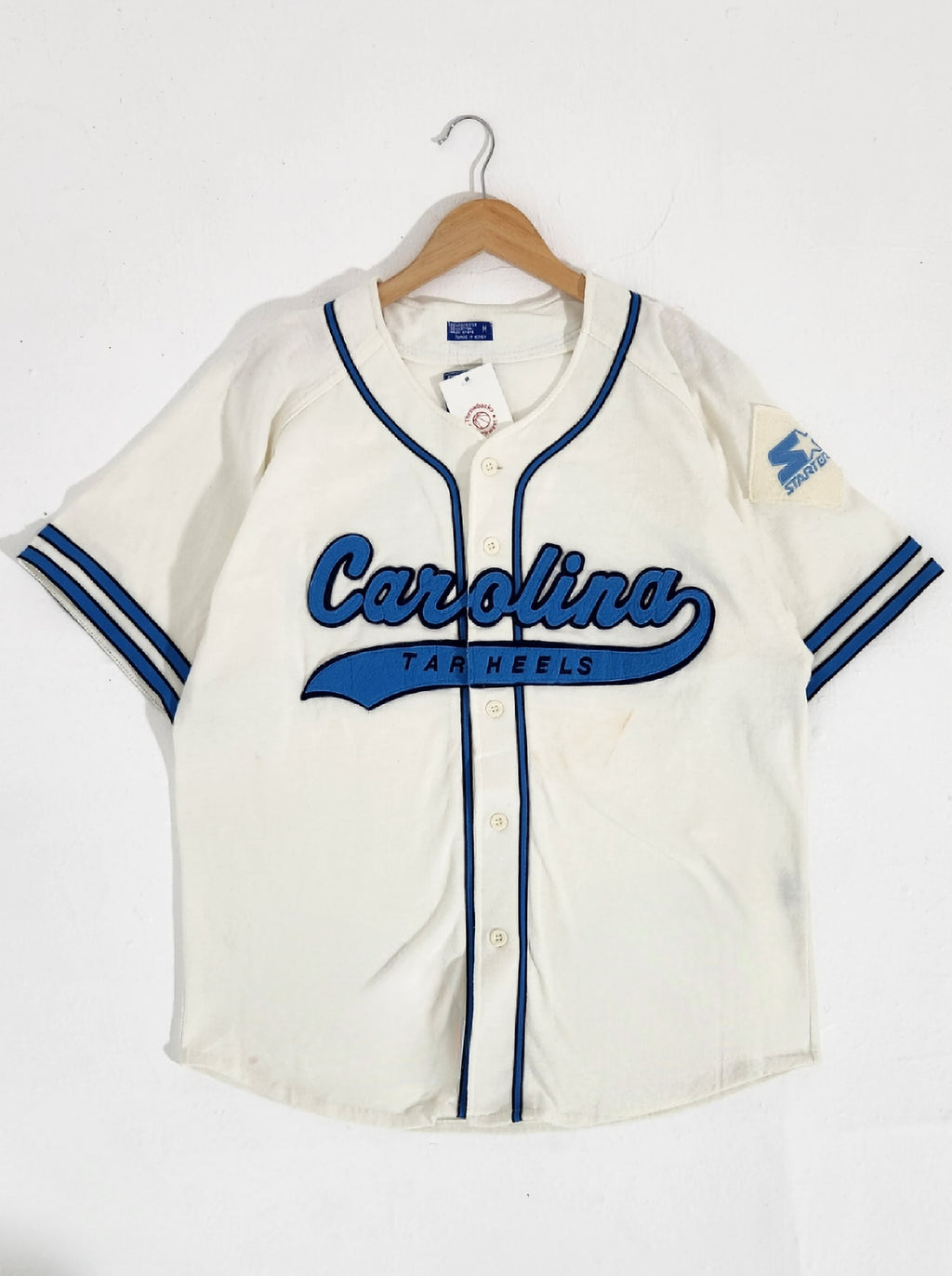 Vintage Starter UNC North Carolina Tar Heels Baseball Jersey L Navy Blue  Sewn