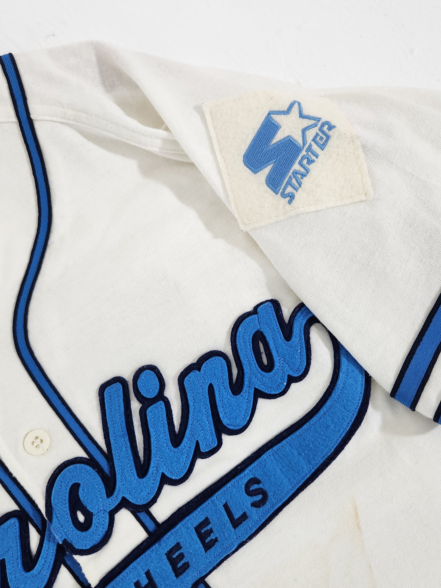 Vintage Starter UNC North Carolina Tar Heels Baseball Jersey L Navy Blue  Sewn