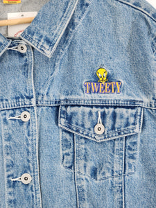 Vintage 1990s Looney Tunes Tweety Bird Denim Button Down Jacket Sz. 3XL