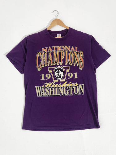 Vintage 1990s University of Washington 1991 National Champions T-Shirt Sz. XL