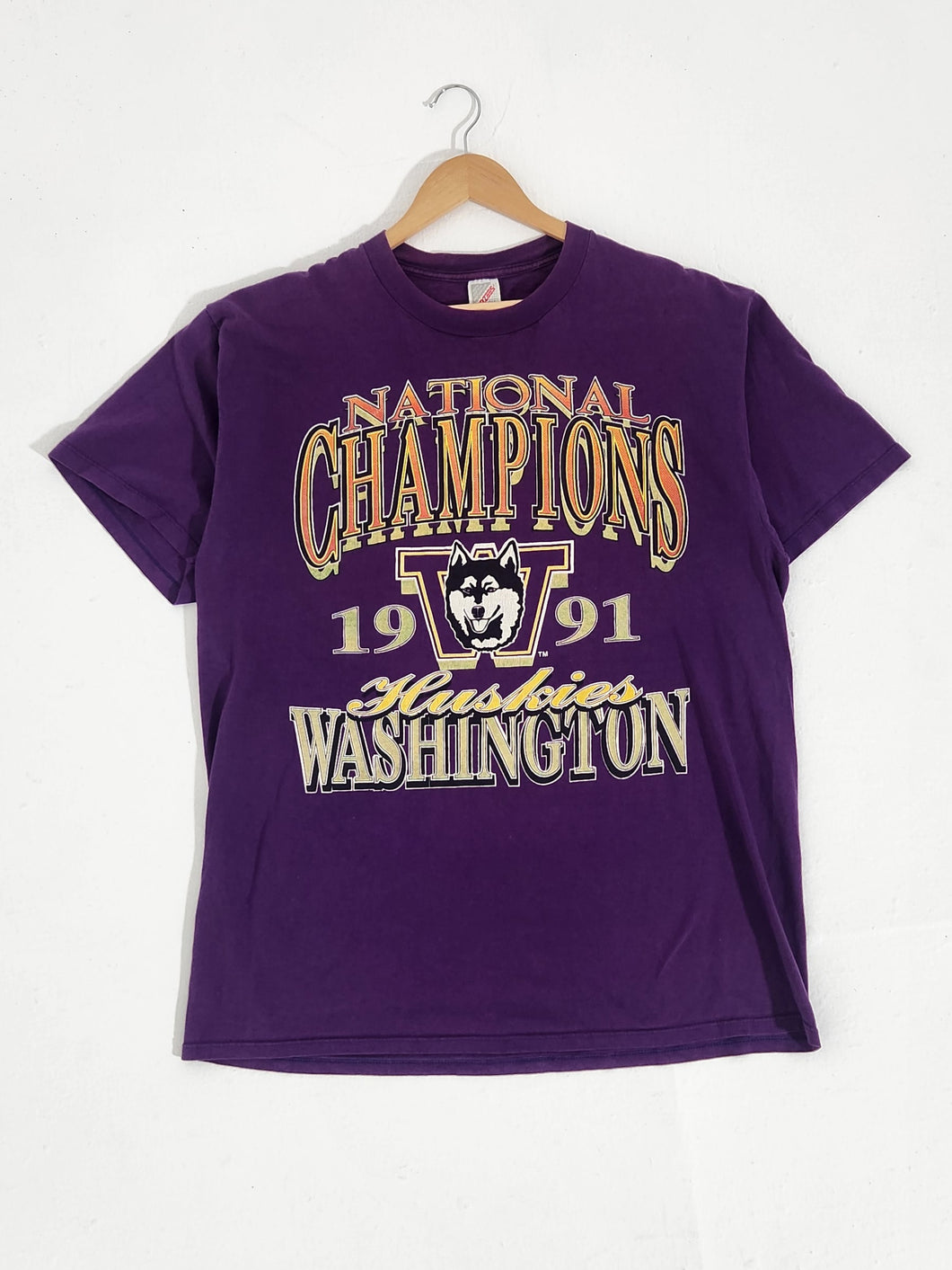 Vintage 1990s University of Washington 1991 National Champions T-Shirt Sz. XL