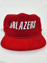 Vintage 1990's Portland Trailblazers Red Corduroy Snapback Hat