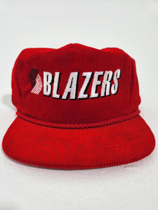Vintage 1990's Portland Trailblazers Red Corduroy Custom Snapback Hat