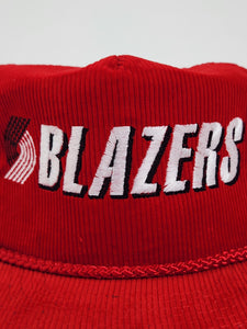 Vintage 1990's Portland Trailblazers Red Corduroy Snapback Hat