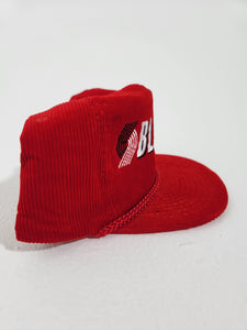 Vintage 1990's Portland Trailblazers Red Corduroy Snapback Hat