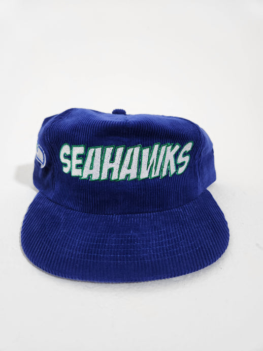 Vintage 1990s Seattle Seahawks Blue Corduroy Custom Snapback Hat
