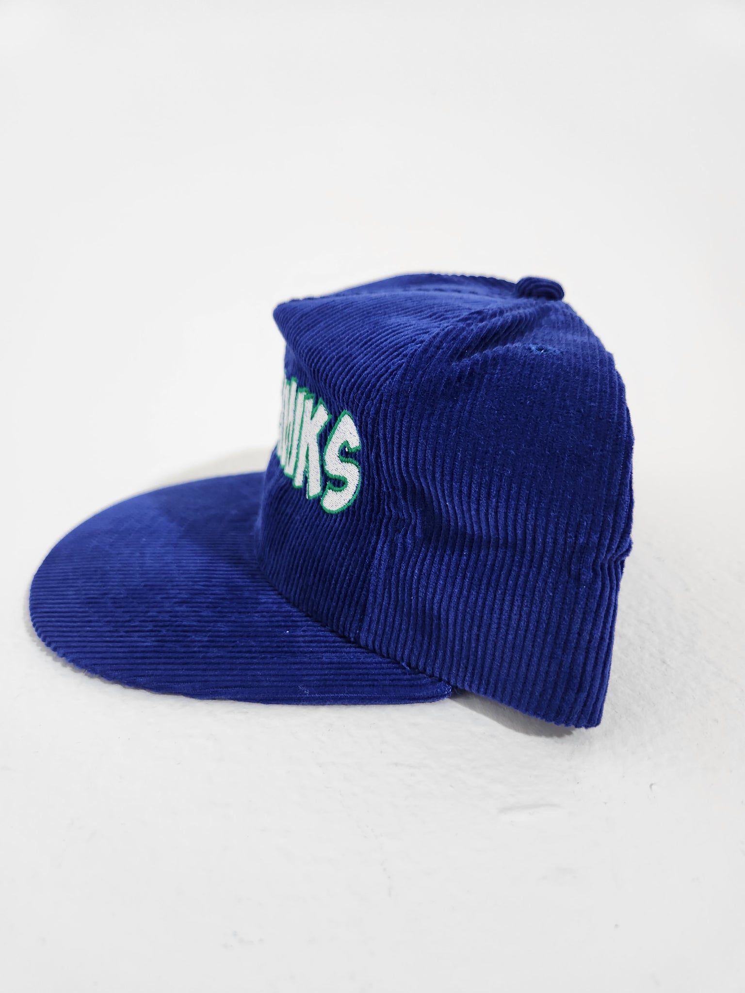 Vintage 1990s Seattle Seahawks Blue Corduroy Custom Snapback Hat