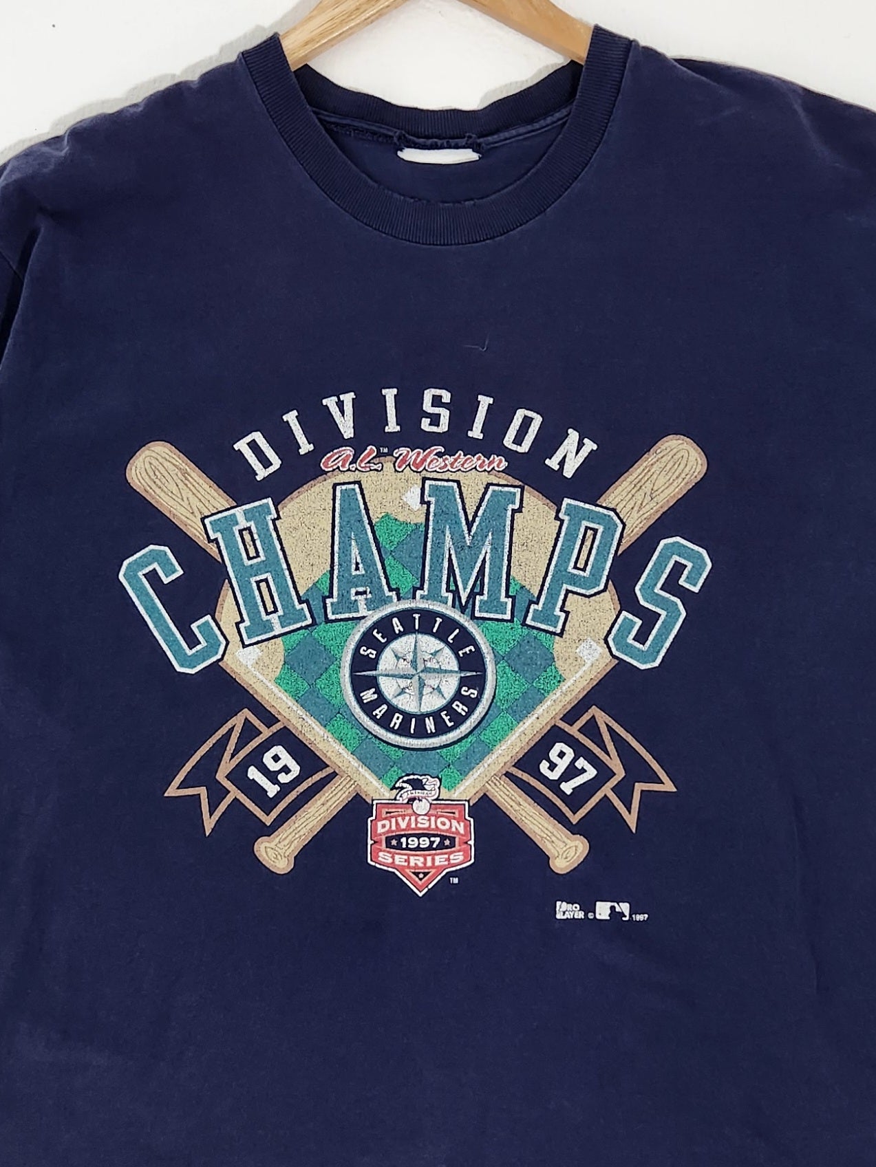 Vtg Starter Seattle Mariners MLB 1997 Western Division Champions Graphic T  Shirt