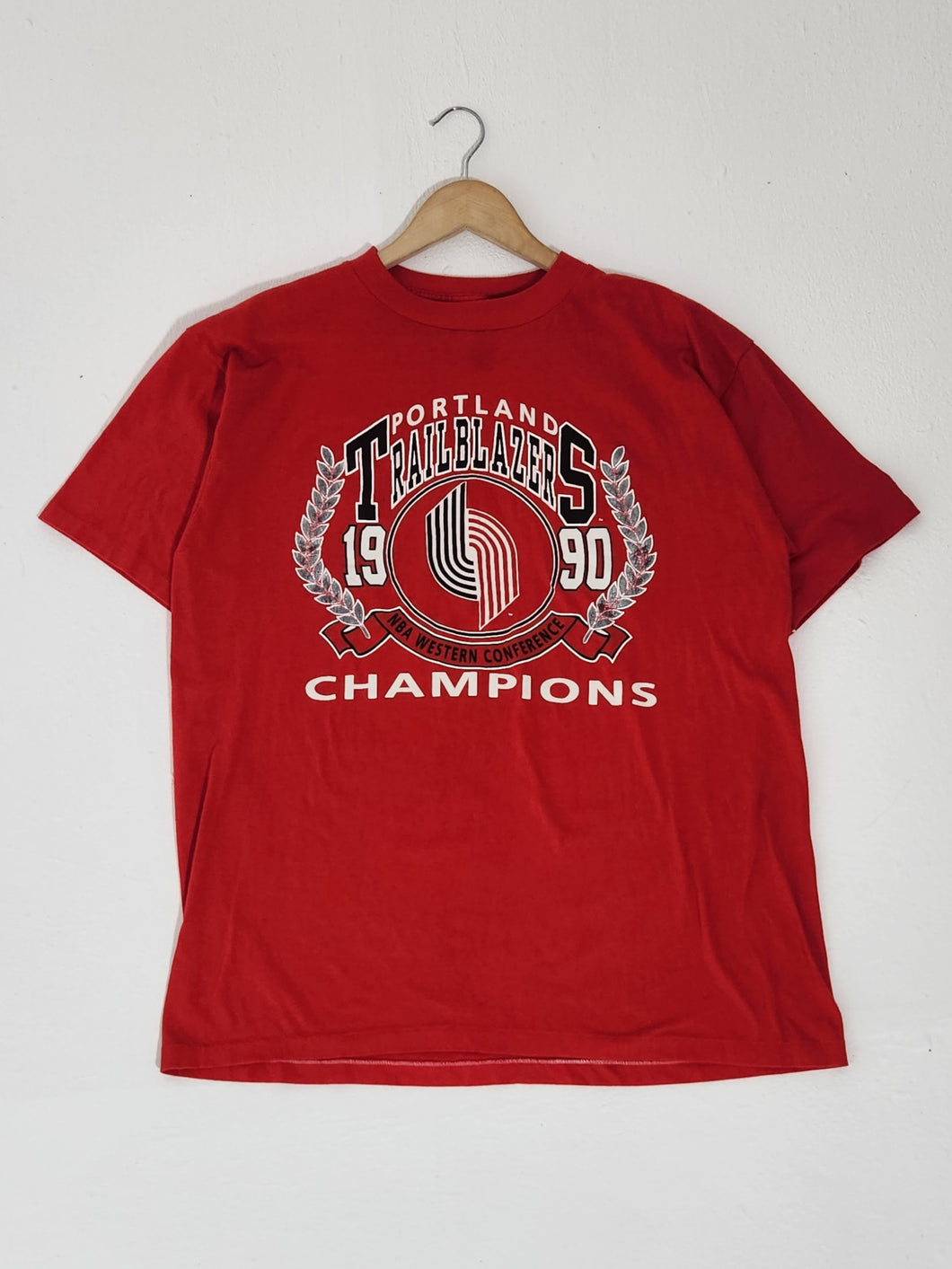 Vintage 1990s Portland Blazers Western Conference Champions T-Shirt Sz. L