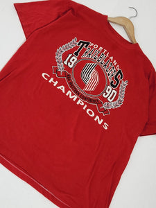 Vintage 1990s Portland Blazers Western Conference Champions T-Shirt Sz. L