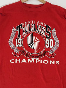 Vintage 1990s Portland Blazers Western Conference Champions T-Shirt Sz. L