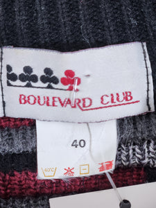 Vintage 1990s Boulevard Club Cable Black/Red Knit Sweater Sz.40 (L)