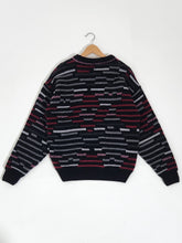 Vintage 1990s Boulevard Club Cable Black/Red Knit Sweater Sz.40 (L)