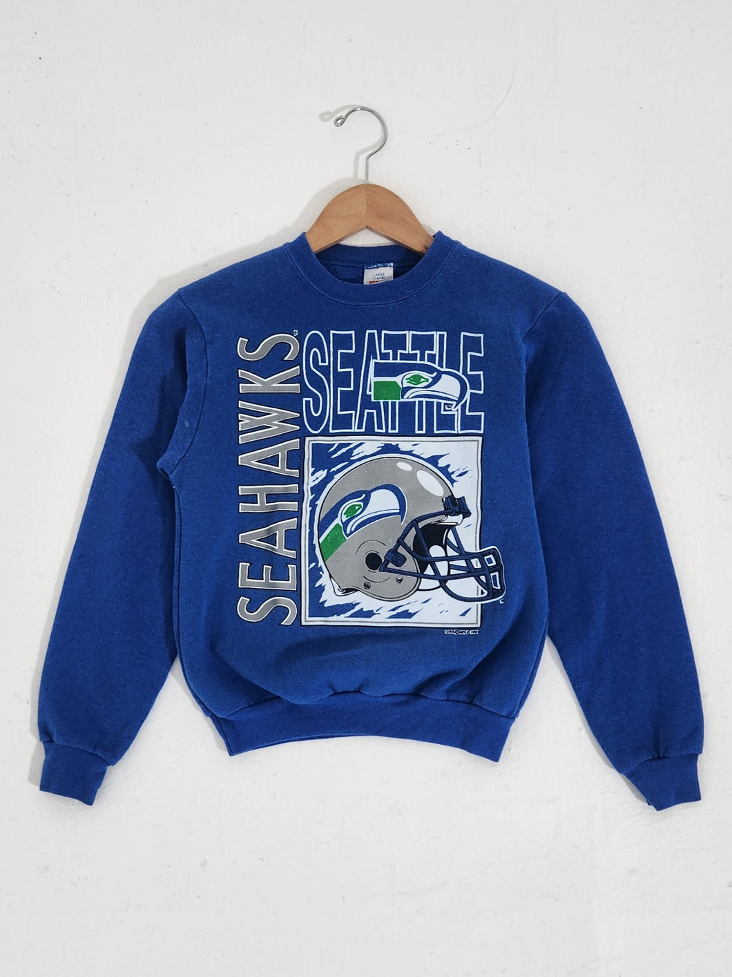 Vintage 1990s Seattle Seahawks Helmet Crewneck Sz. Youth Large