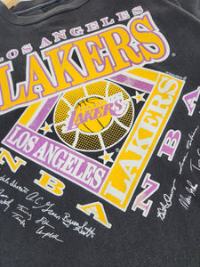 Vintage 1990s Los Angeles Lakers NBA Puff Print T-Shirt Sz. L