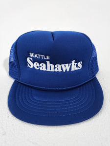 Vintage Seattle Seahawks Custom Blue Trucker Snapback Hat