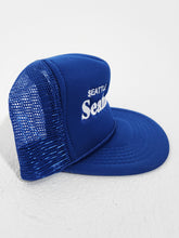 Vintage Seattle Seahawks Custom Blue Trucker Snapback Hat