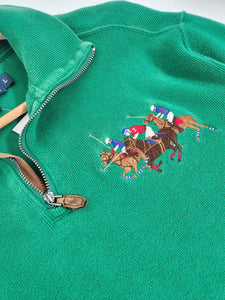 Vintage 1990s Polo by Ralph Lauren Green QuarterZip Long Sleeve Sz. L