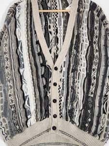 Vintage 1990s COOGI-Like Gray/White Knit Cardigan Sz. L