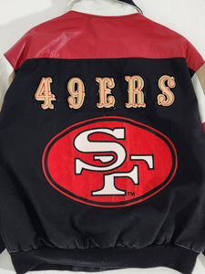 Vintage 1990s San Francisco 49ers JH Design Leather/Canvas Jacket Sz. L
