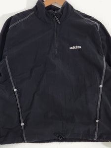 Vintage 1990s Black Adidas Windbreaker Quarterzip Jacket Sz. M