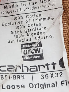 36 x 32 Carhartt Tan Double Knee Pants