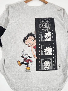 Vintage 1990s Betty Boop Gray/Black Movie Baseball Shirt Sz. XL