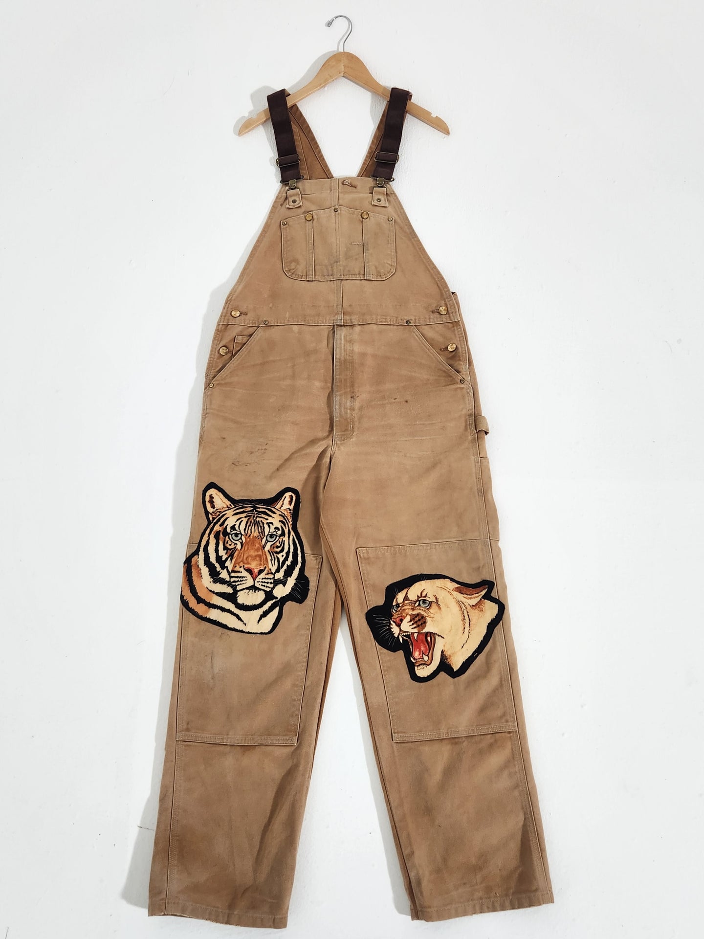 TBNW Custom Tiger Bobcat Carhartt Tan Overalls Sz. 38x32