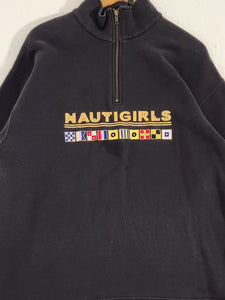 Vintage 1990s Bedazzled Nautigirls Quarterzip Pullover Sz. L