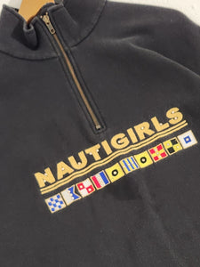 Vintage 1990s Bedazzled Nautigirls Quarterzip Pullover Sz. L