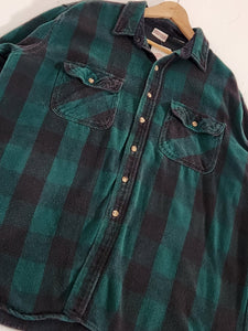 Vintage 2000s Field and Stream Green/Black Flannel Sz. 2XL