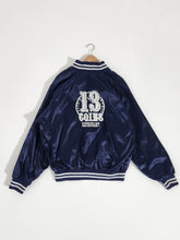 Vintage 1990s 13 Coins Blue Satin Jacket Sz. XL