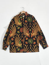 Black/Gold Peacock Design Long Sleeve Button Down Sz. XL