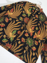 Black/Gold Peacock Design Long Sleeve Button Down Sz. XL