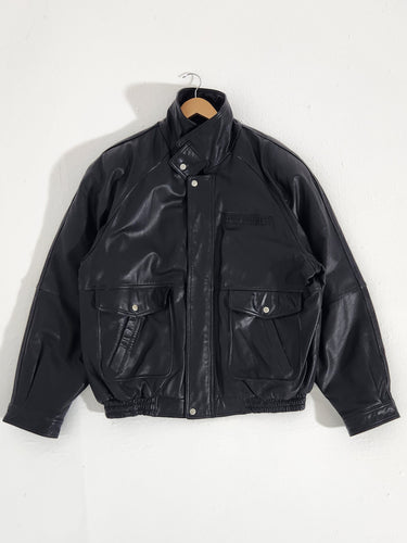 Vintage 1990s Jeff Hamilton Seattle SuperSonics Black Leather Jacket Sz. XL