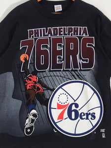 Vintage 1990s Philadelphia 76ers Dunk AOP T-Shirt Sz. L