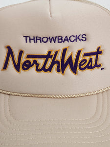 Throwbacks Northwest Script Cream Snapback Hat