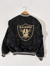 Vintage Los Vegas Raiders Black Chalkline Satin Jacket Sz. L