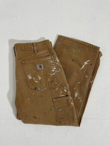Vintage Paint Splatter Tan Carhartt Double Knee Pants Sz. 32 x 24