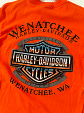 Vintage 2000s Orange Long Sleeve Harley Davidson Wenatchee, WA T-Shirt Sz. S