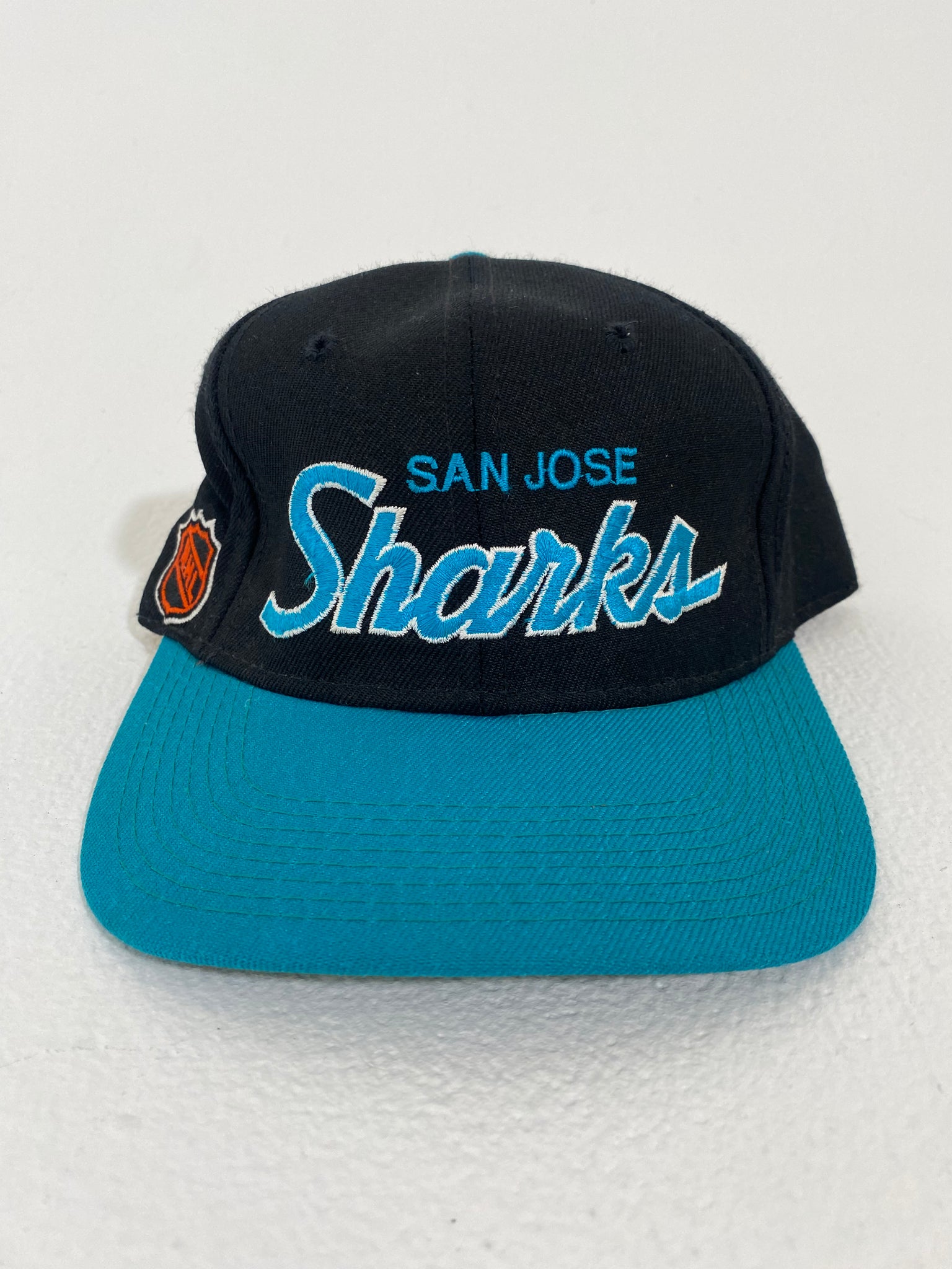 Vintage Starter NHL San Jose Sharks Teal Pinstriped Snapback Hat Cap