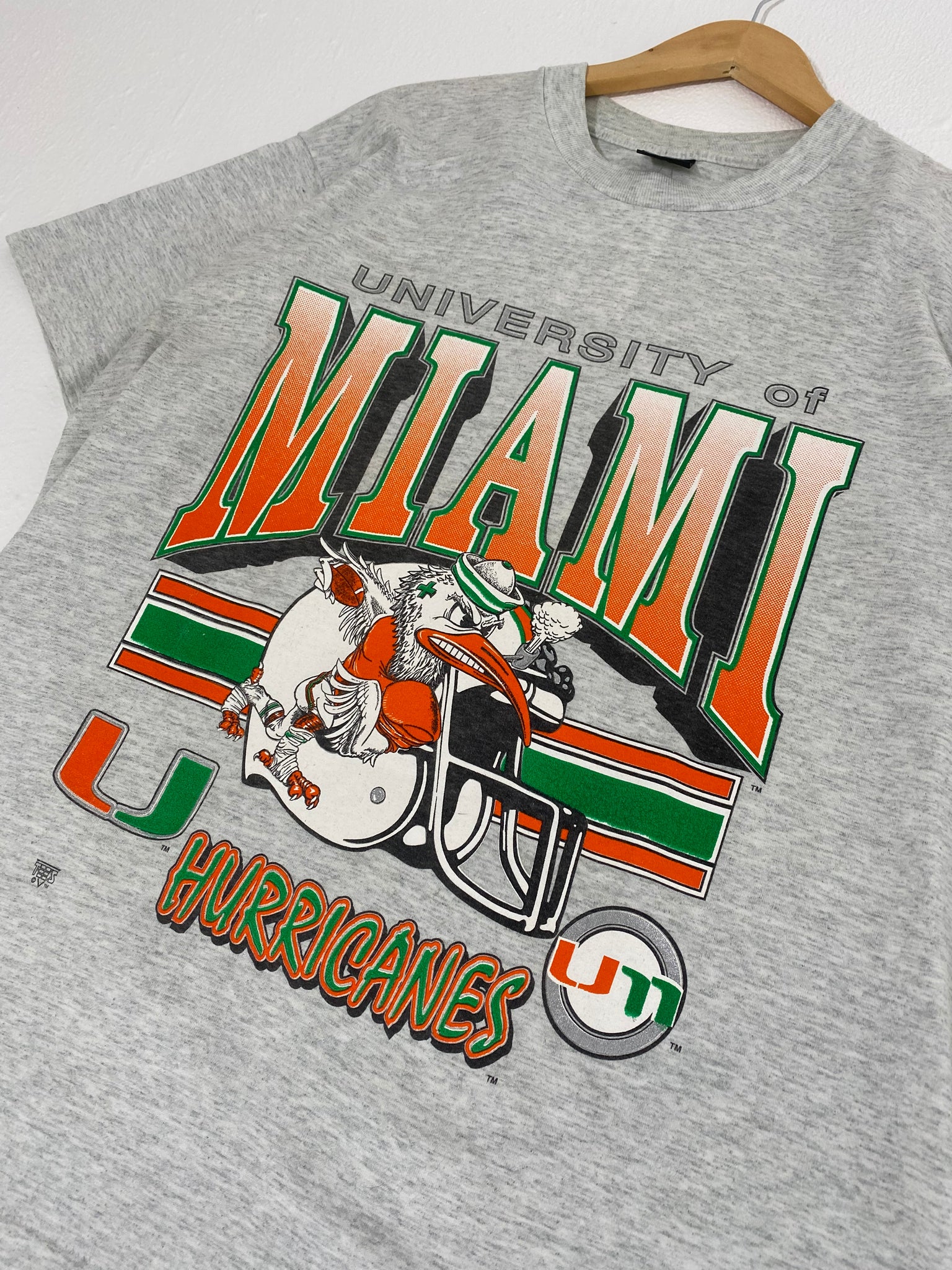 Vintage University of Miami Hurricanes T Shirt Tee Size Xtra