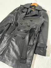 Vintage Womens Leather Trench Coat Jacket Size M