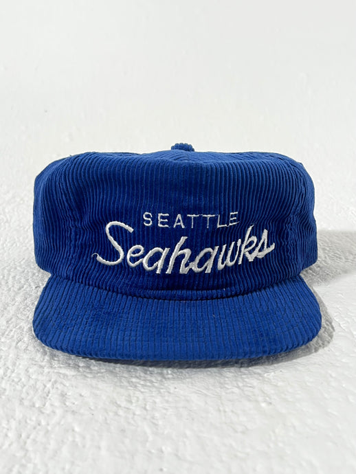 Vintage Seattle Seahawks Script Blue Corduroy Sports Specialties Snapback Hat