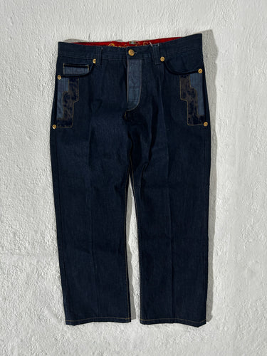 Vintage Y2K Crown Holder Velvet Jeans Size 38x32