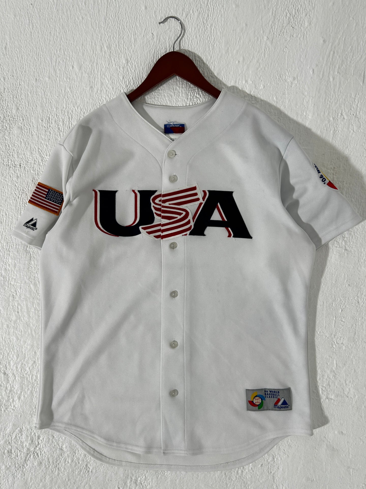 Vintage USA White Baseball Jersey Sz. L