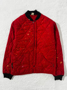 1/1 Vintage Red Quilted Paint Splatter Jacket Size S (as is)