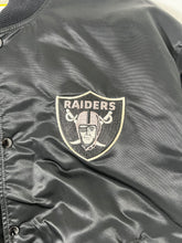 RARE PADS Vintage 1990s Oakland Raiders Satin 'SPELL-OUT' Starter Jacket Sz. XL