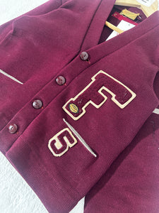 Vintage 1960s Maroon Varsity Cardigan Size XS
